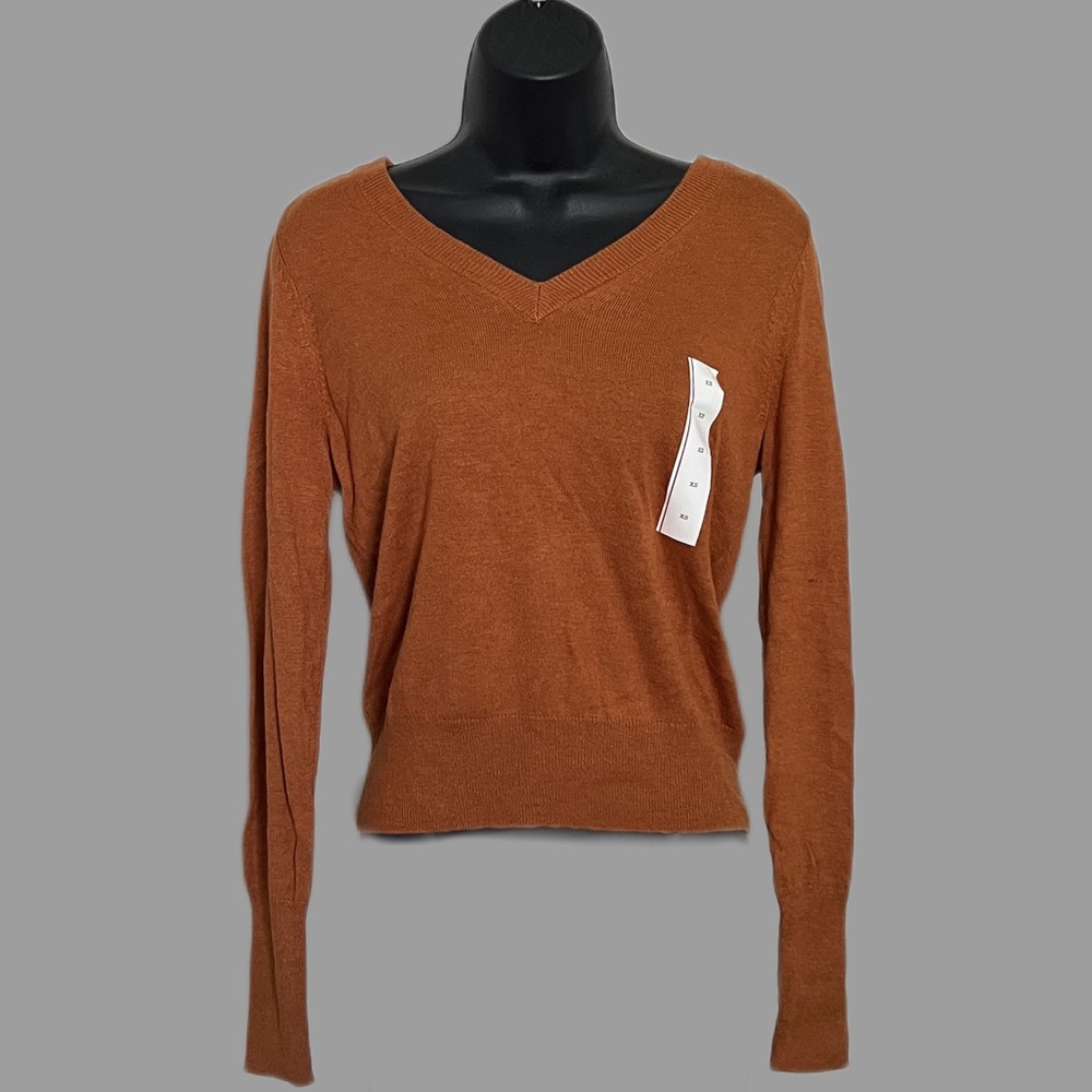 A New Day Burnt Orange V-Neck Sweater | Size XS | NWT